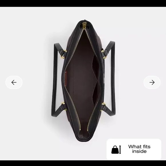 Coach Zip Top Tote Bag In Signature Canvas Black/Walnut/Gold 
Style code -F34603 - Picture 5 of 14